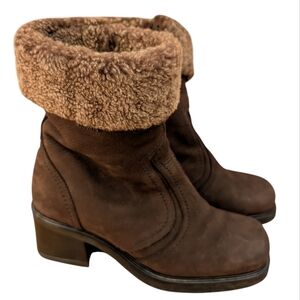 ANFIBIO Brown Shearling-Cuff Women's Ankle Boots